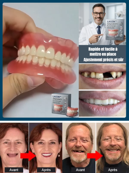 Porté en une seconde, aussi confortable que de vraies dents, Essayez-le gratuitement pendant 15 jours!