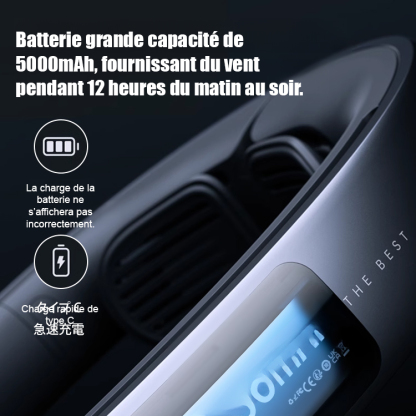 Ventilateur de cou avec refroidissement de 16° en 1 seconde 