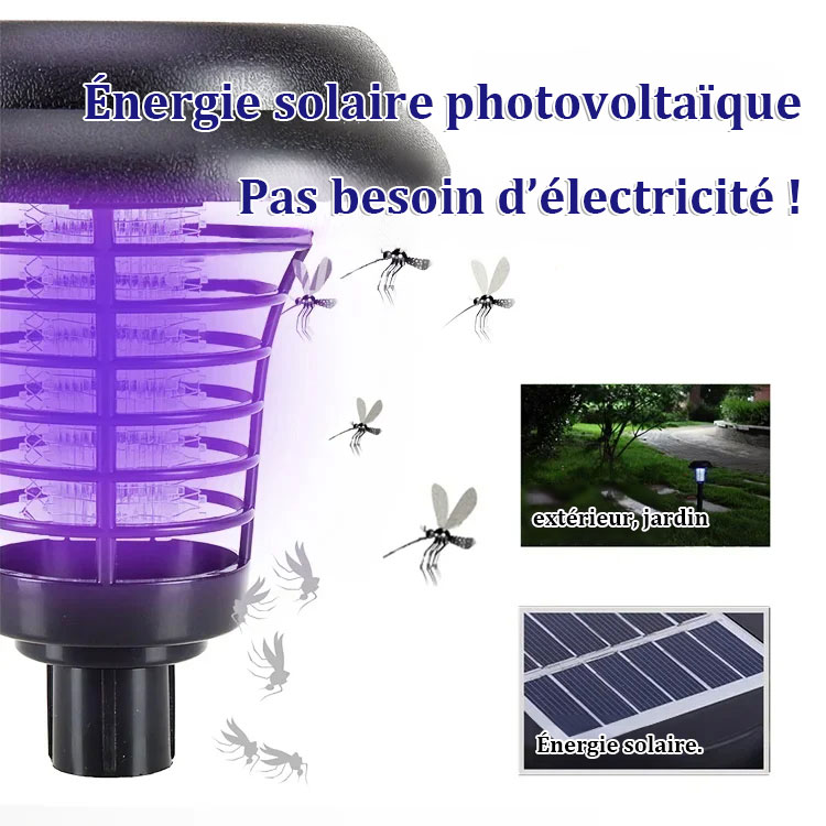 Lampe de pelouse solaire 2-en-1 : éclairage et anti-moustiques