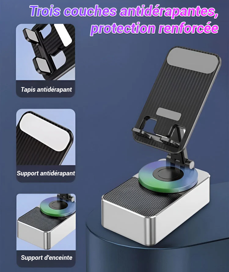 Support de chargeur portable avec haut-parleur Bluetooth pour paresseux.