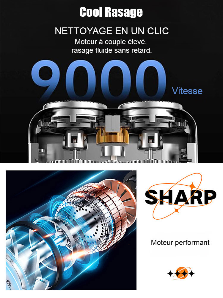 Rasage parfait en 1 seconde, utilisant des lames de qualité aéronautique, tranchantes et ne blessant pas la peau !