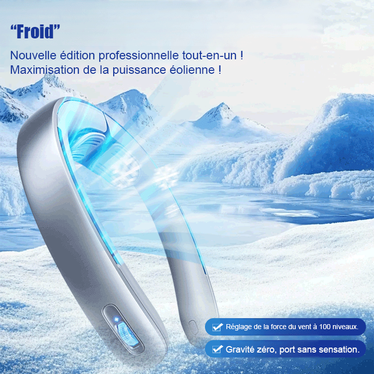 Ventilateur de cou avec refroidissement de 16° en 1 seconde 