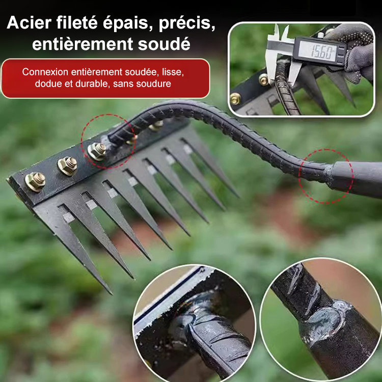 Râteau de désherbage agricole amovible en acier au manganèse