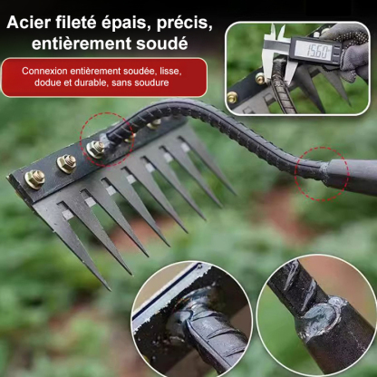 Râteau de désherbage agricole amovible en acier au manganèse