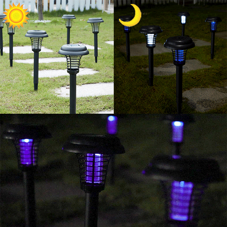 Lampe de pelouse solaire 2-en-1 : éclairage et anti-moustiques