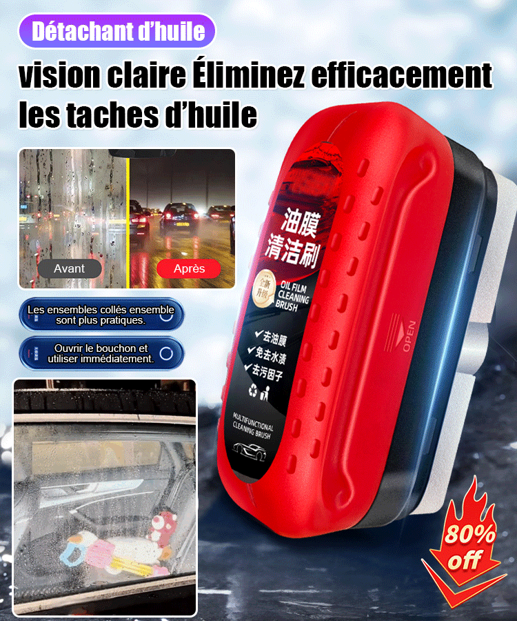 Brosse de nettoyage de film d'huile de verre de voiture