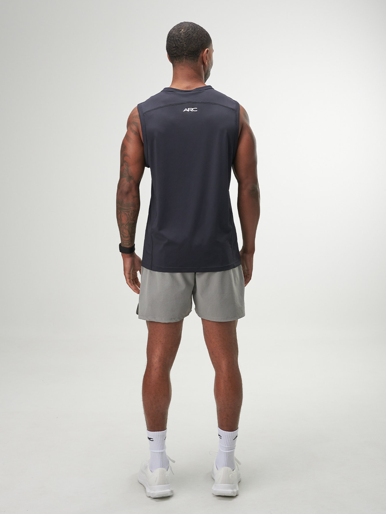 Men ARC Activewear Performance Cuttoff Tank Cap Sleeve Top T Shirt Gym Workout