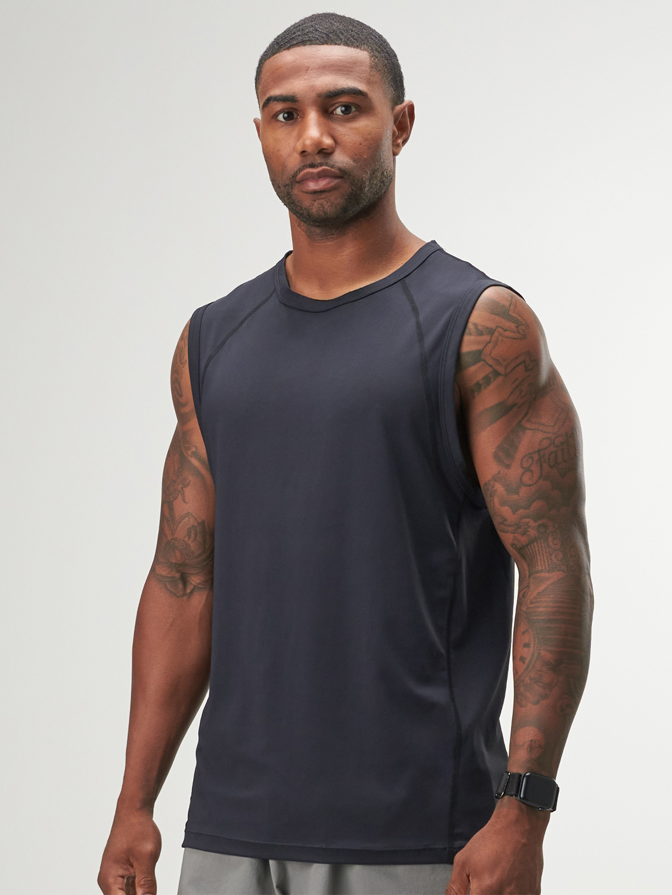 Men ARC Activewear Performance Cuttoff Tank Cap Sleeve Top T Shirt Gym Workout