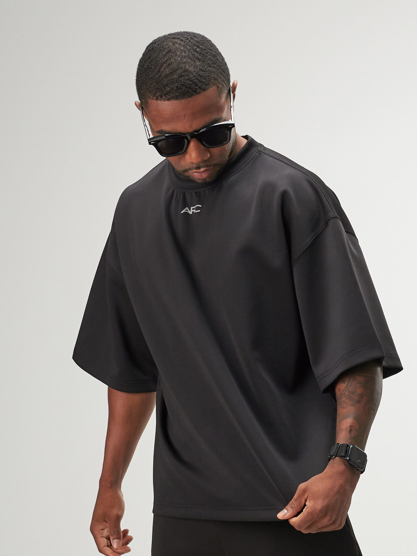 ARC Activewear Performance Cropped Boxy Fit T ShirtCap Sleeve Top T Shirt Gym Workout