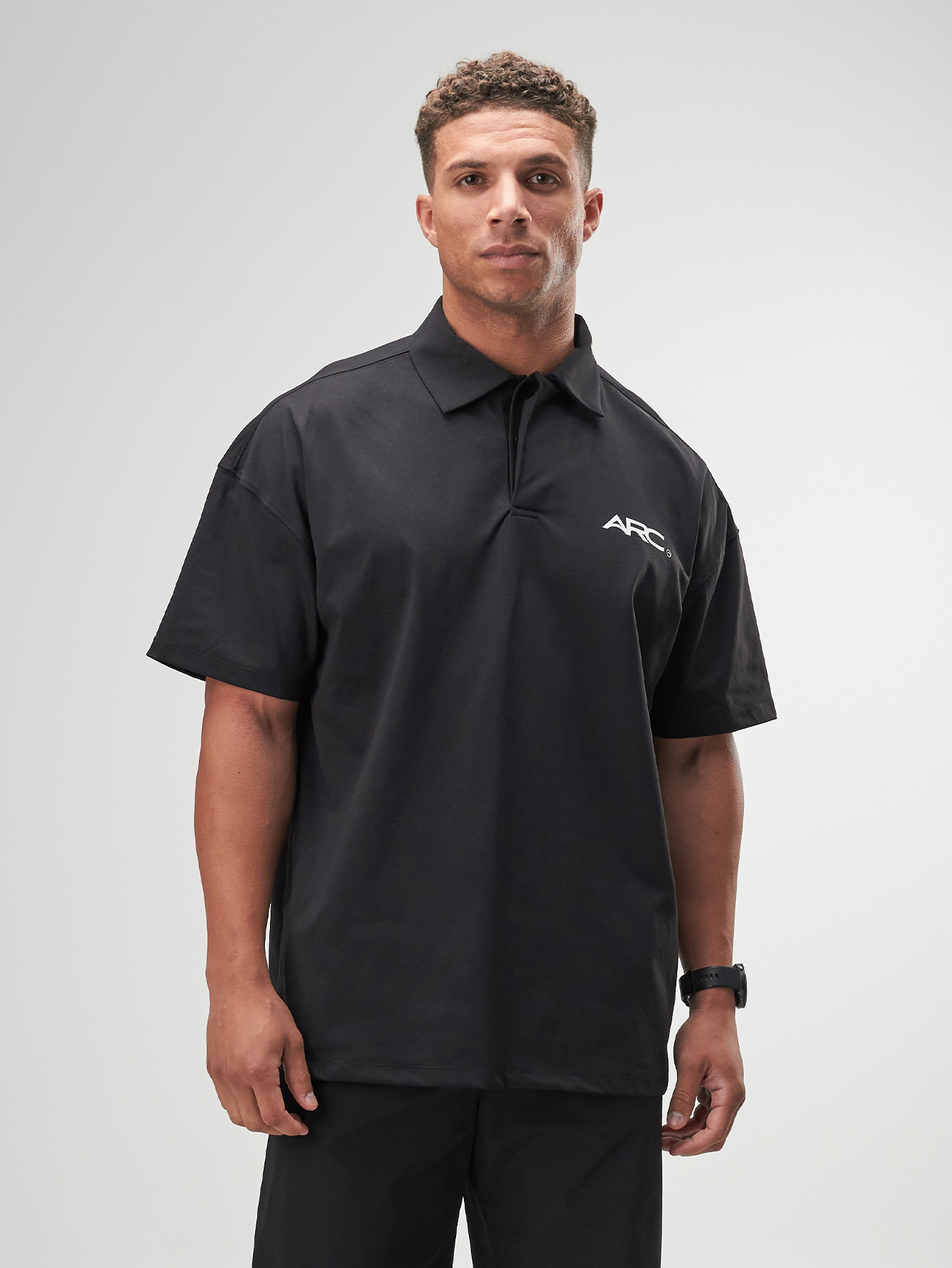 ARC Activewear Boxy Oversized Polo Shirt Performance Top Gym Workout