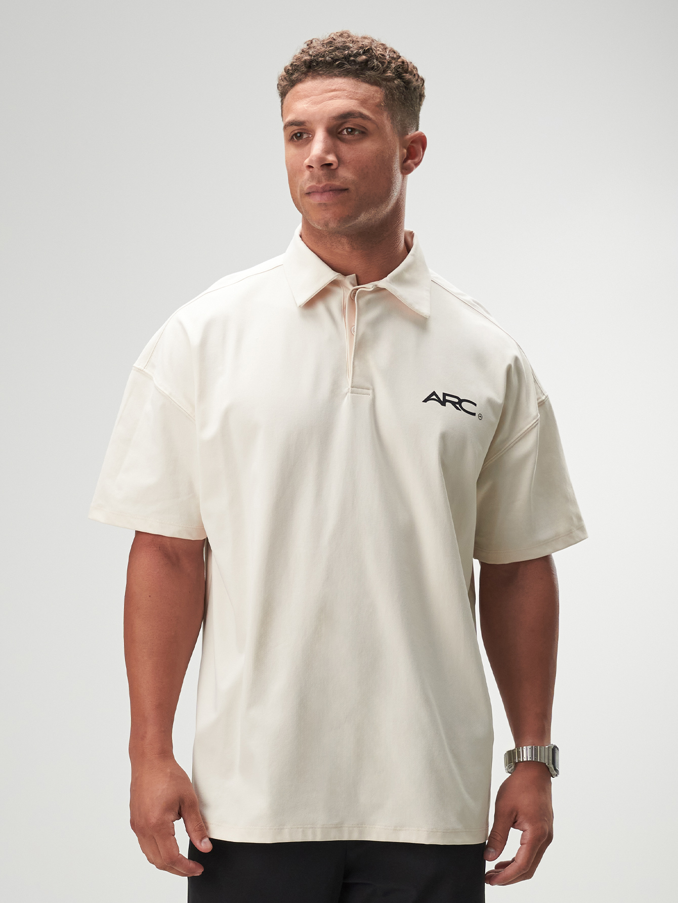 ARC Activewear Boxy Oversized Polo Shirt Performance Top Gym Workout