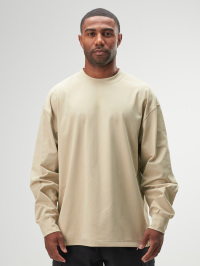 ARC Men's Dropped Shoulder Round Neck Loose Casual Versatile Long Sleeve Apricot Top