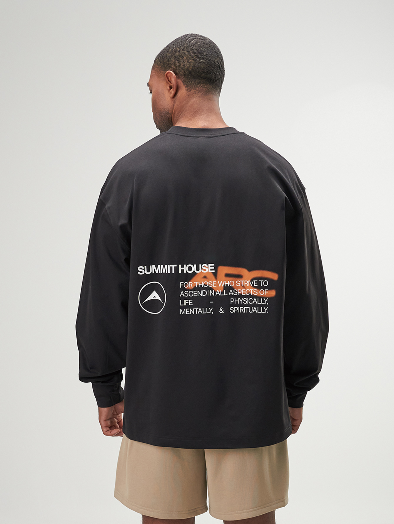 ARC Men's Slogan Print Crew Neck Loose Fit Long Sleeve Casual T-Shirt