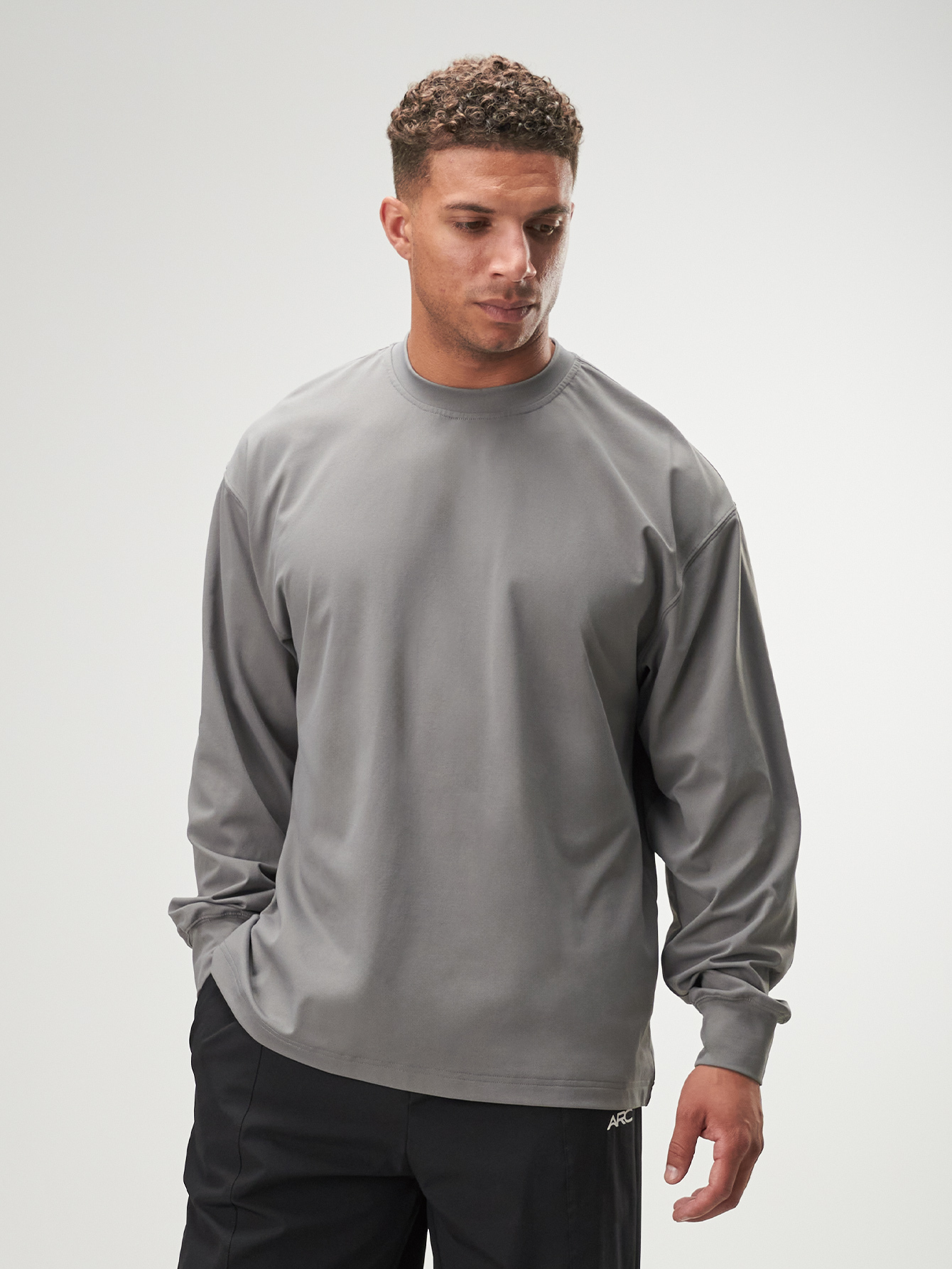 ARC Men's Slogan Print Crew Neck Casual Loose Long Sleeve T-Shirt