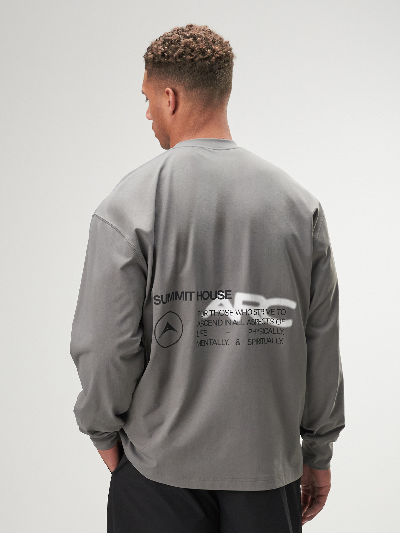 ARC Men's Slogan Print Crew Neck Casual Loose Long Sleeve T-Shirt