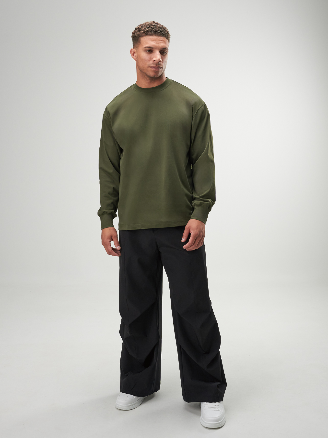 ARC Men's Simple Print Quick-Dry No Stretch-Out Crew Neck Long Sleeve T-Shirt