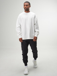 ARC Men's Dropped Shoulder Round Neck Loose Casual Versatile Long Sleeve Top, White