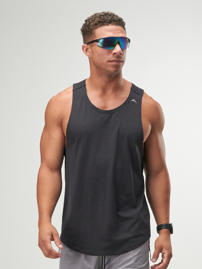 ARC Activewear Tanktop Cutoff Tee Sports Black Tank Top Running Gym Workout Summer