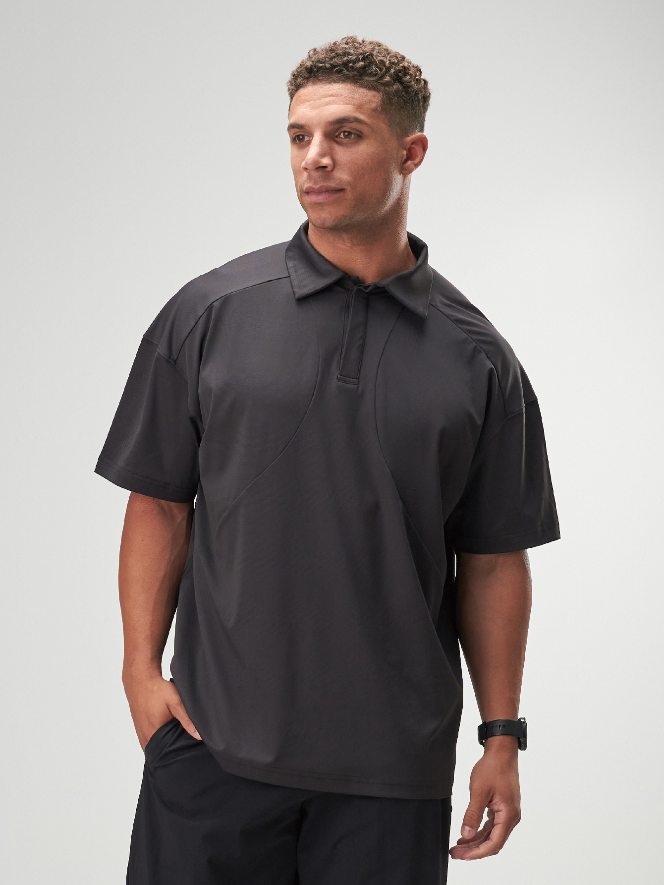 ARC Activewear Boxy Oversized Polo Shirt Performance Top Gym Workout