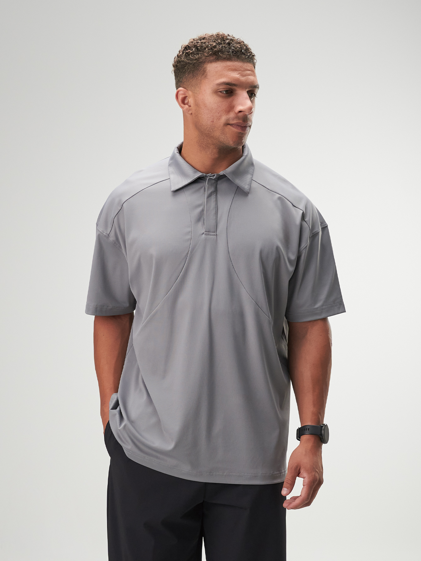 ARC Activewear Boxy Oversized Polo Shirt Performance Top Gym Workout