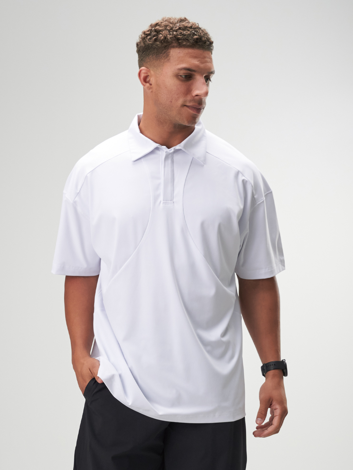 ARC Activewear Boxy Oversized Polo Shirt Performance Top Gym Workout