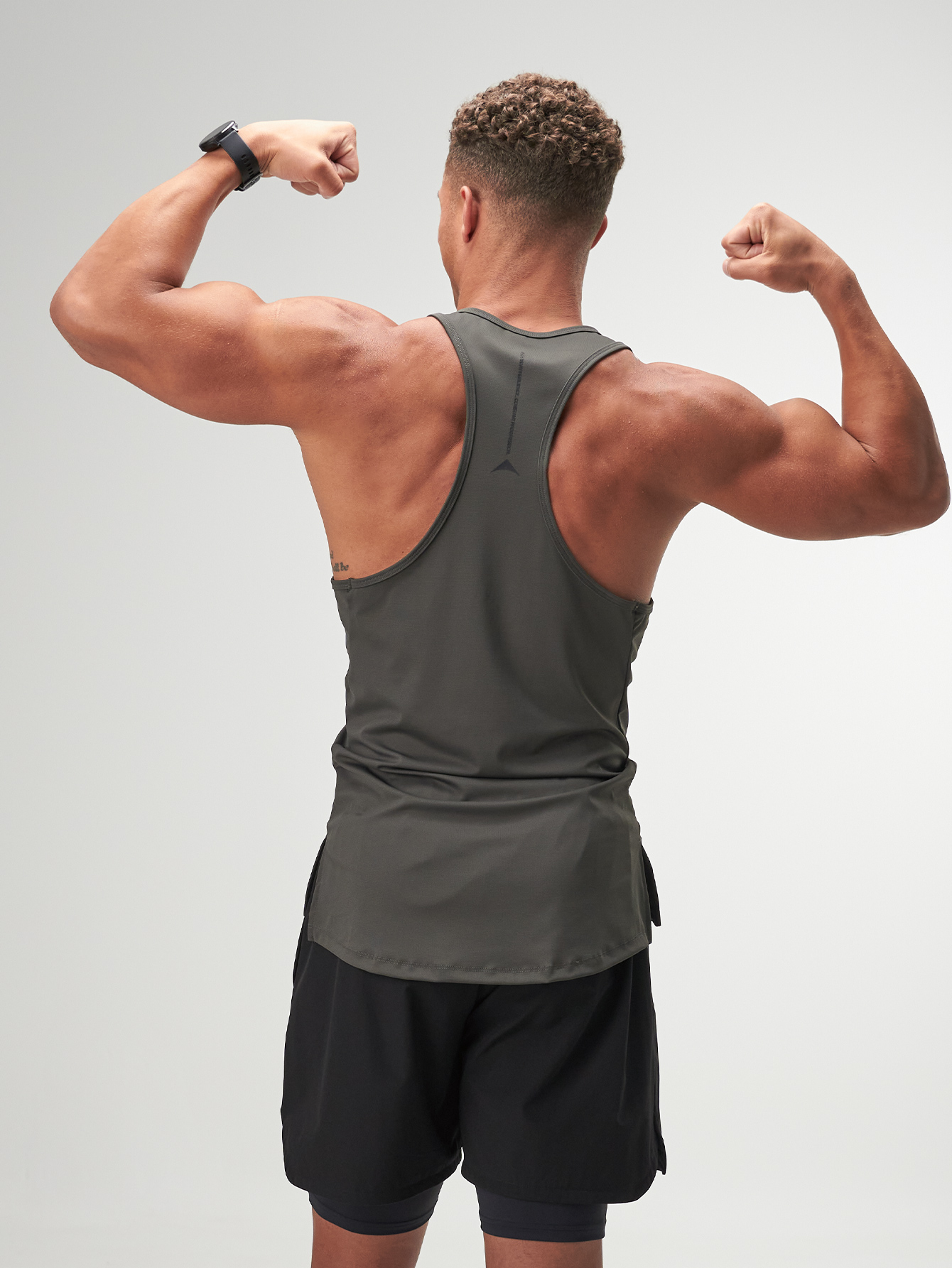 ARC Men's Slogan Letter Print Dark Grey Casual Fitness Workout Tank Top