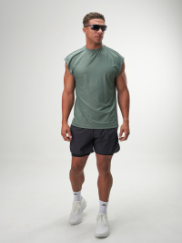 ARC Activewear Performance Cuttoff Tank Cap Sleeve Top T Shirt Gym Workout Muscle Tank