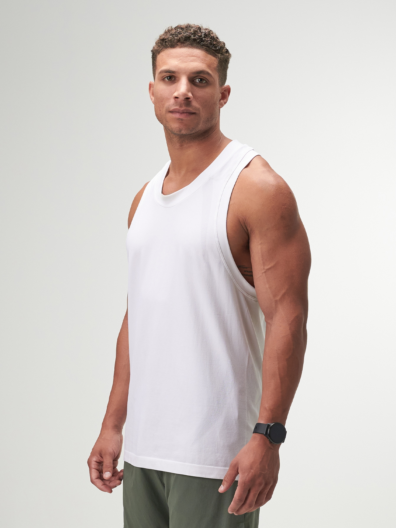 ARC Activewear Seamless White Tank Top Stringer Sports Tank Running Gym Workout Summer