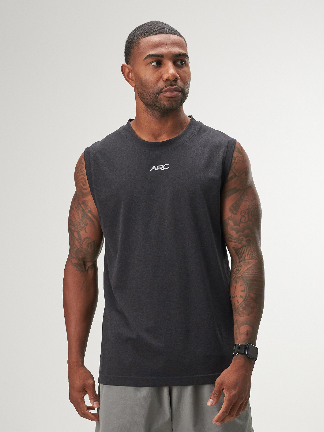 ARC Activewear Seamless Performance Cuttoff Tank Cap Sleeve Top T Shirt Gym Workout