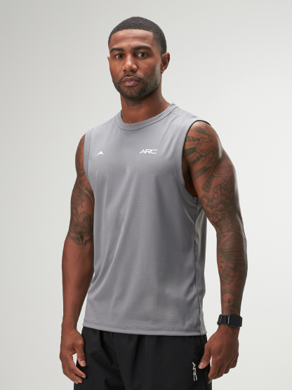 ARC Activewear Performance Cuttoff Tank Cap Sleeve Top T Shirt Gym Workout Muscle Tank