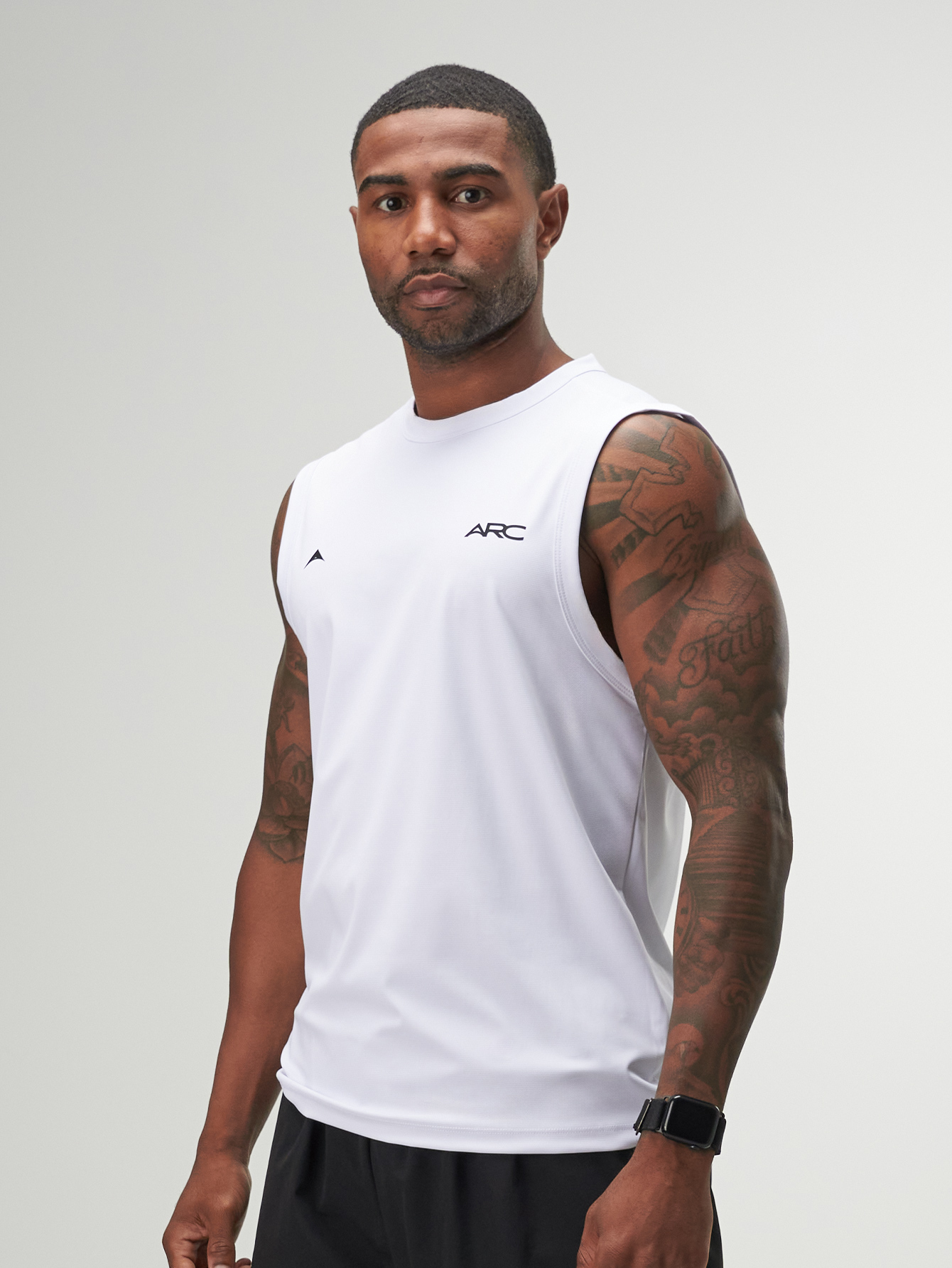 ARC Activewear Performance Cuttoff Tank Cap Sleeve Top T Shirt Gym Workout Muscle Tank
