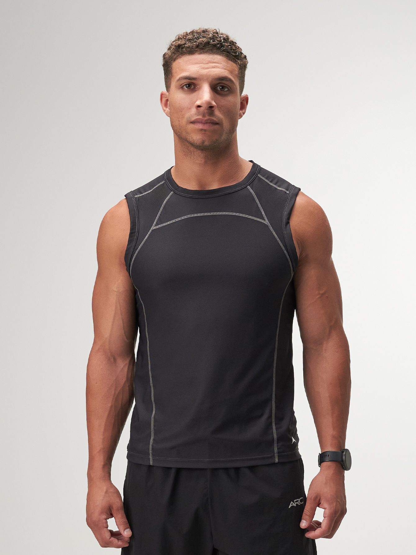 ARC Activewear Performance Cuttoff Tank Cap Sleeve Top T Shirt Gym Workout Muscle Tank