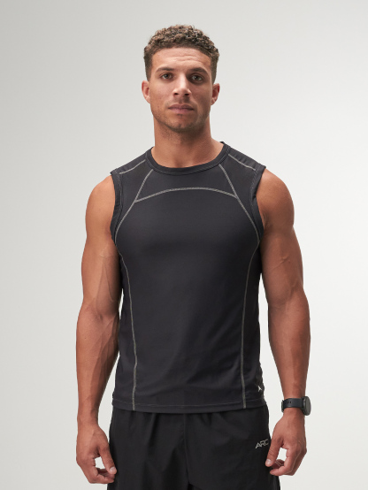ARC Activewear Performance Cuttoff Tank Cap Sleeve Top T Shirt Gym Workout Muscle Tank