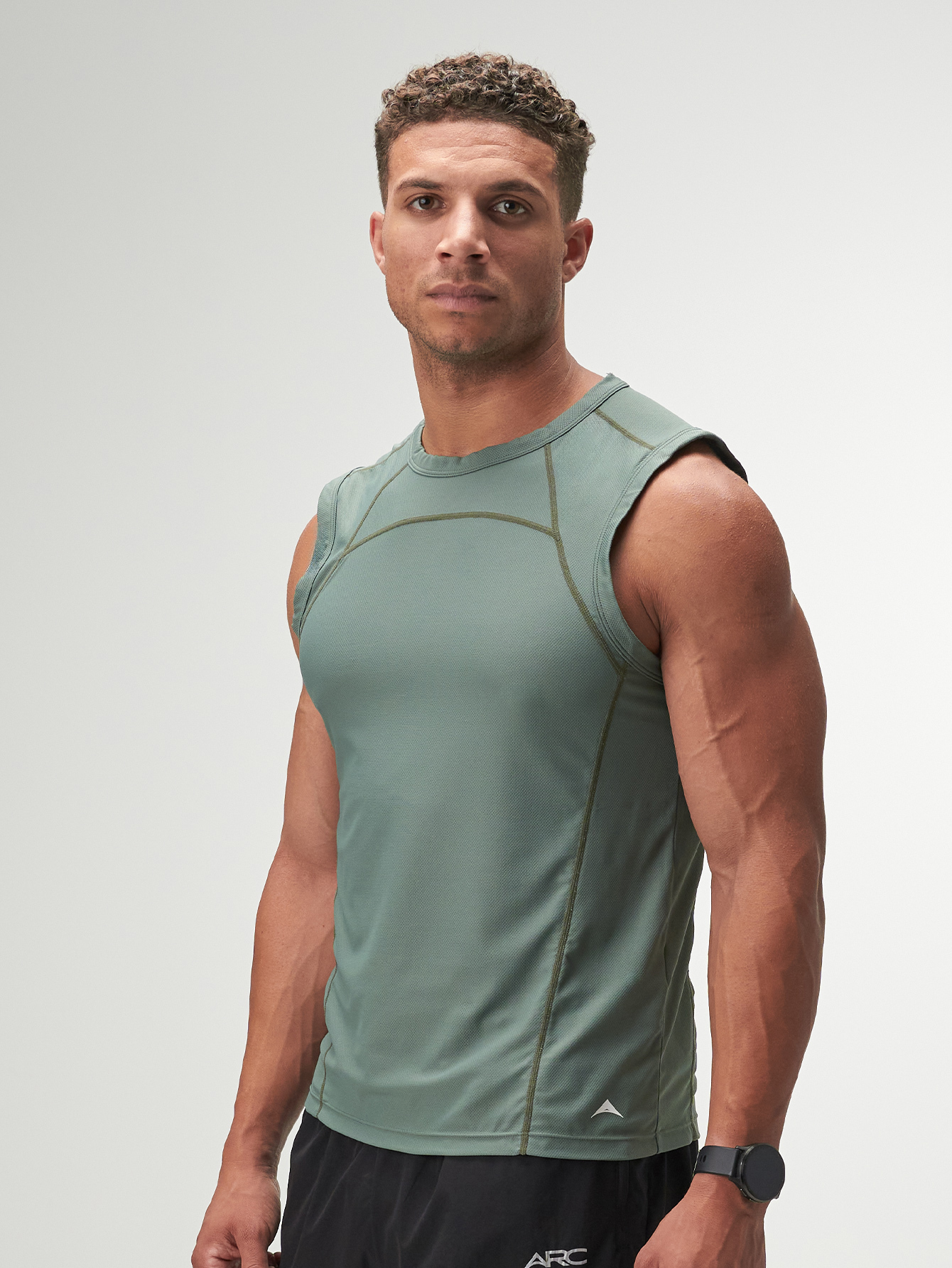 ARC Activewear Performance Cuttoff Tank Cap Sleeve Top T Shirt Gym Workout Muscle Tank