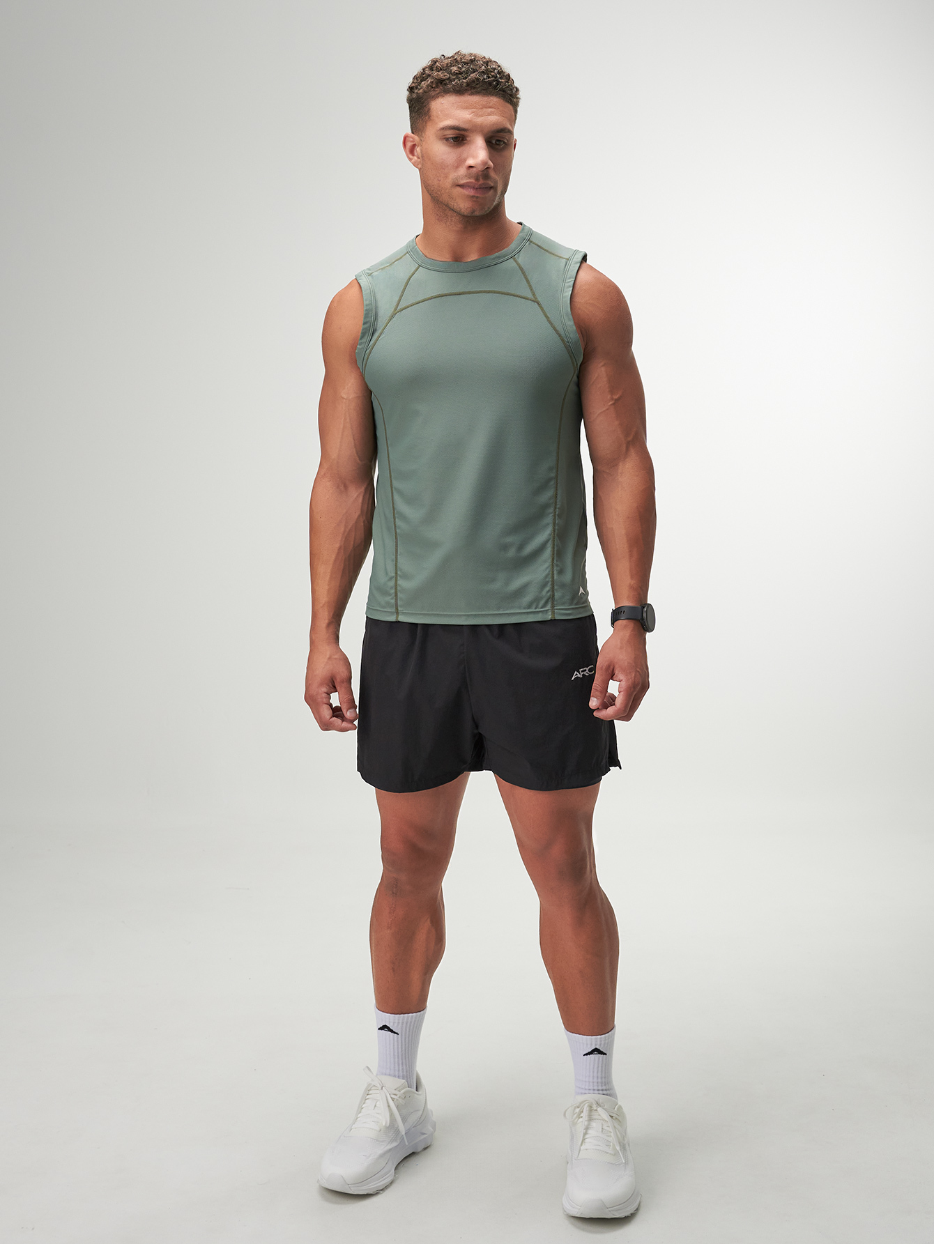 ARC Activewear Performance Cuttoff Tank Cap Sleeve Top T Shirt Gym Workout Muscle Tank