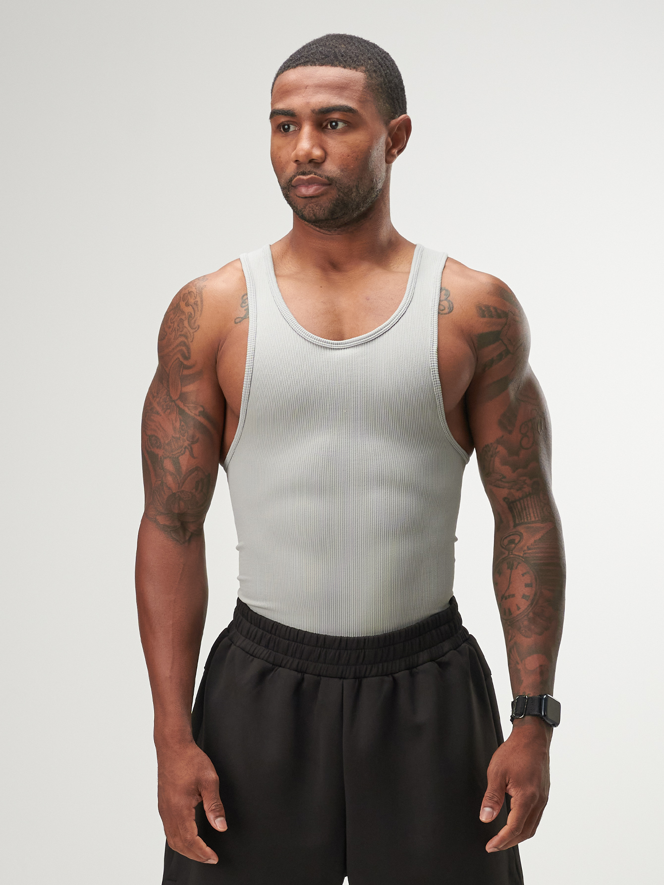 ARC Activewear Performance Cuttoff Tank Cap Sleeve Top T Shirt Gym Workout Muscle Tank