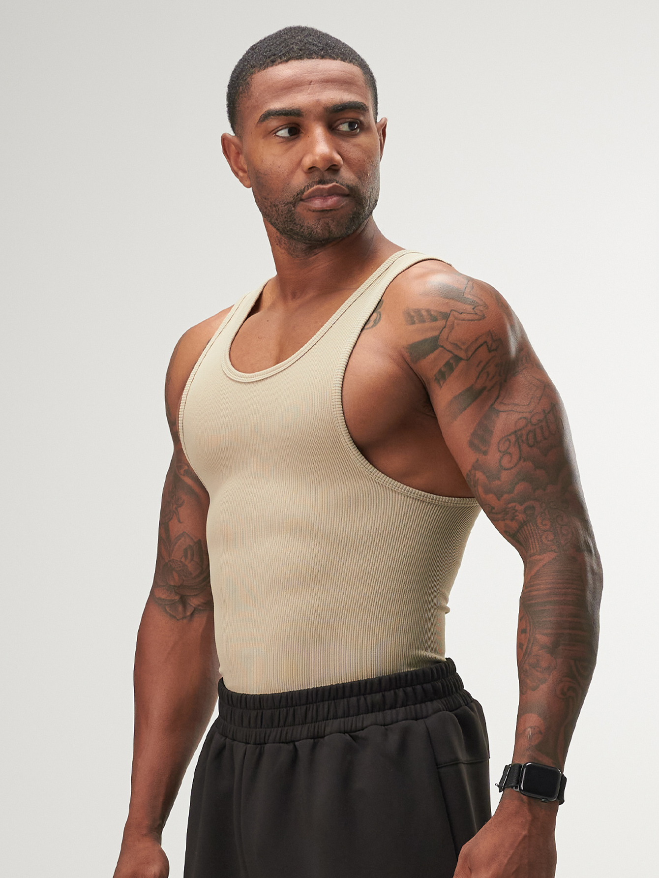 ARC Activewear Performance Cuttoff Tank Cap Sleeve Top T Shirt Gym Workout Muscle Tank