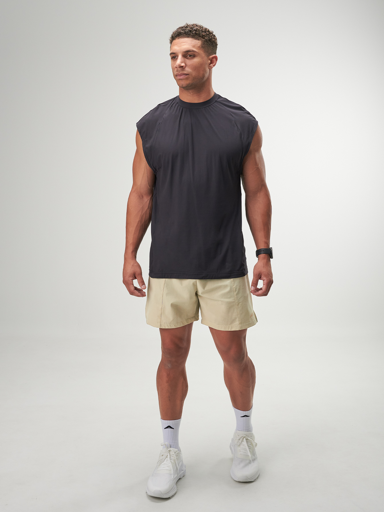 ARC Activewear Performance Cuttoff Tank Cap Sleeve Top T Shirt Gym Workout Muscle Tank