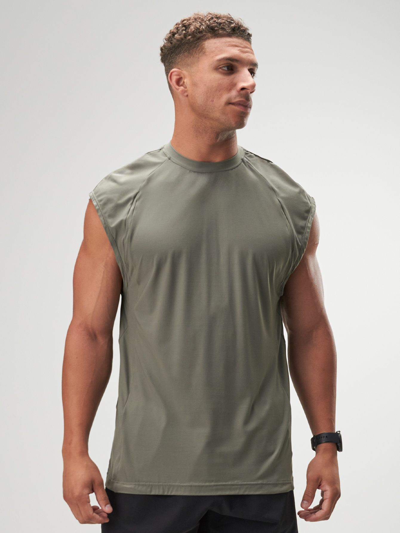 ARC Activewear Performance Cuttoff Tank Cap Sleeve Top T Shirt Gym Workout Muscle Tank