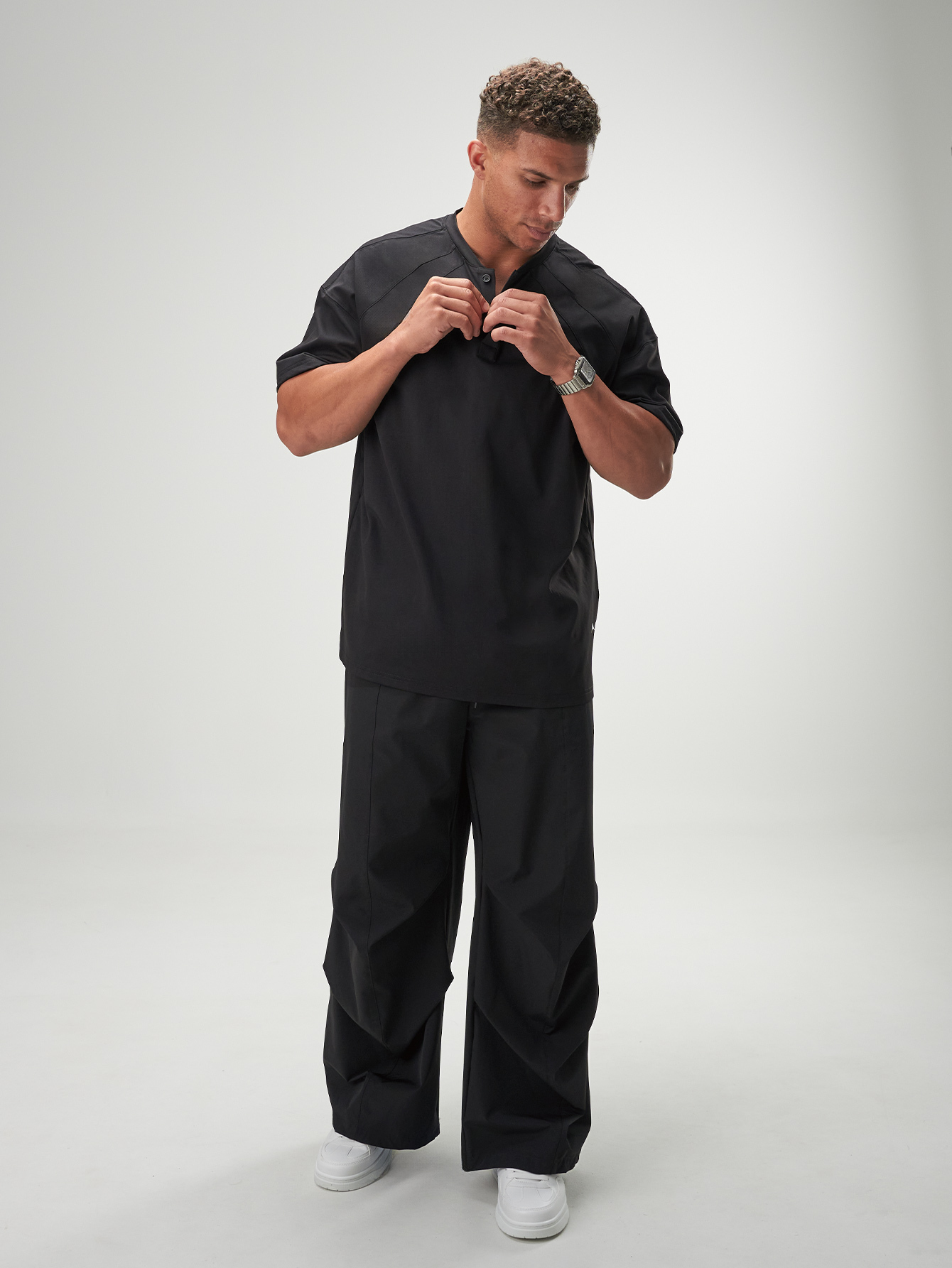 ARC Activewear Oversized T Shirt Performance Top Gym Workout Henley