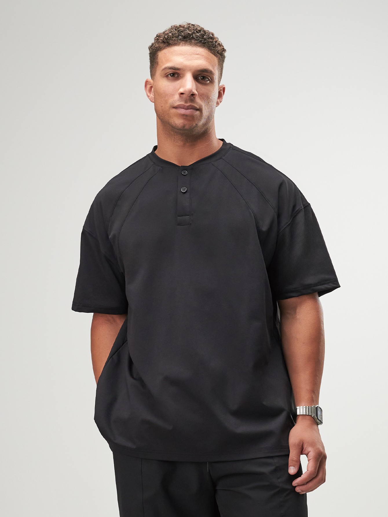 ARC Activewear Oversized T Shirt Performance Top Gym Workout Henley