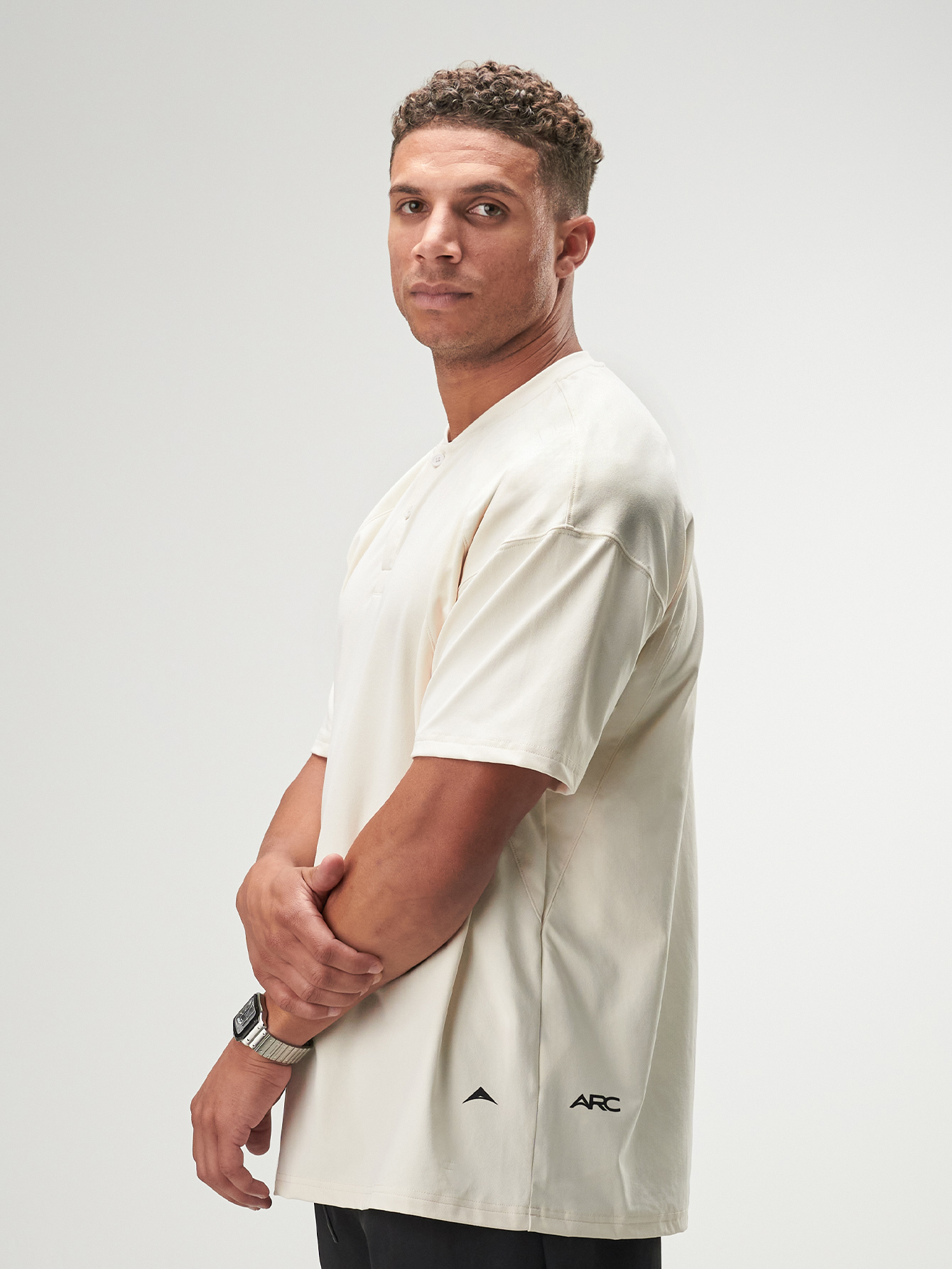 ARC Activewear Oversized T Shirt Performance Top Gym Workout Henley