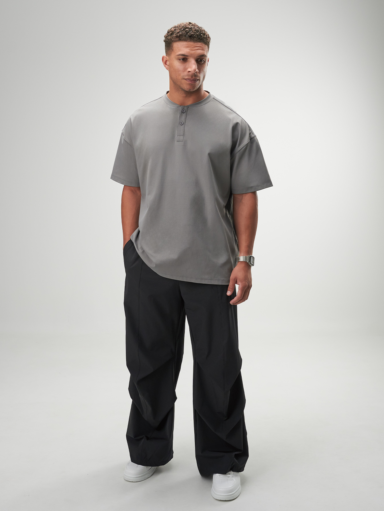 ARC Activewear Oversized T Shirt Performance Top Gym Workout Henley