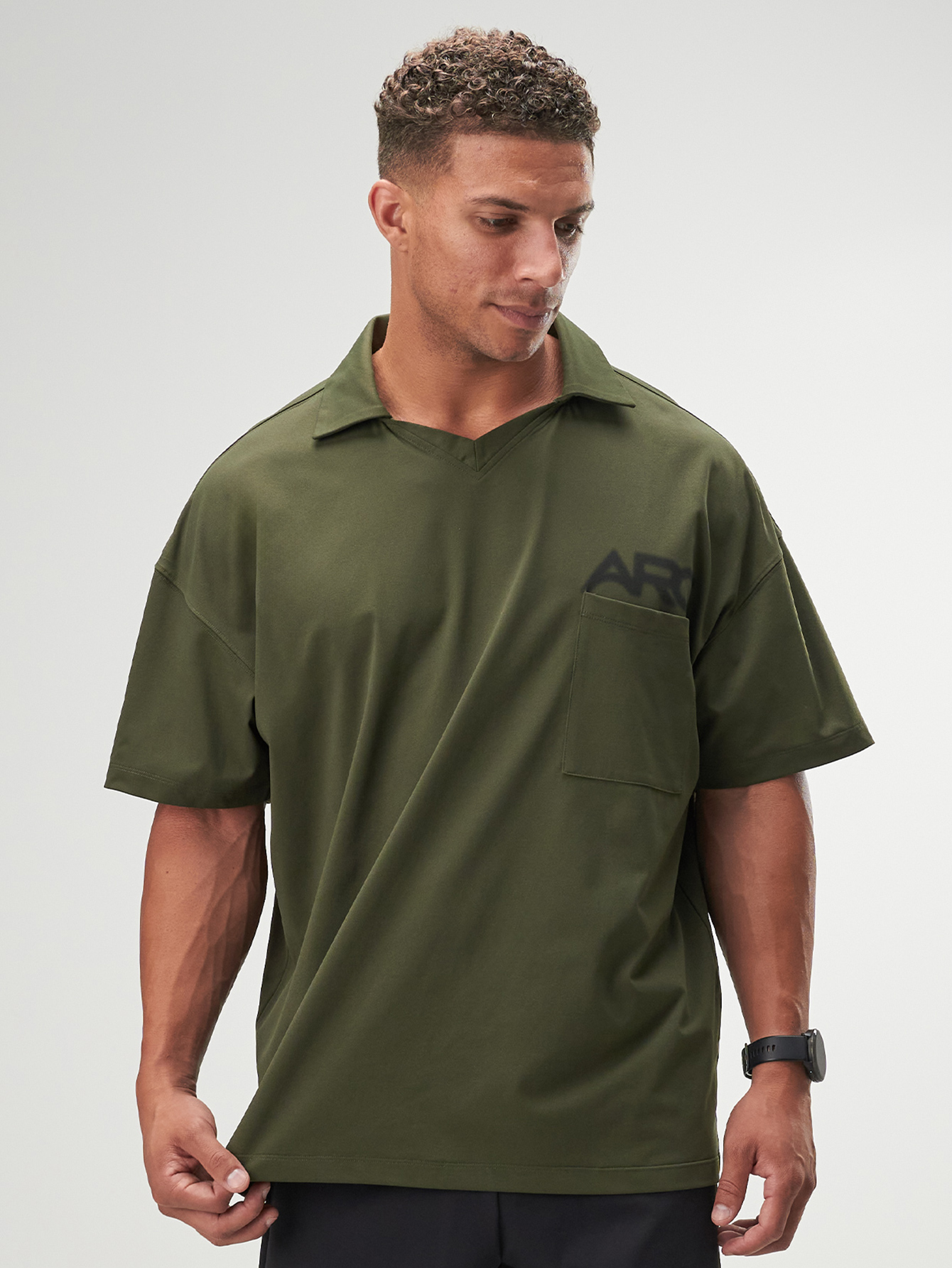 ARC Activewear Oversized Long Sleeve T Shirt Performance Top Gym Workout Jersey Polo