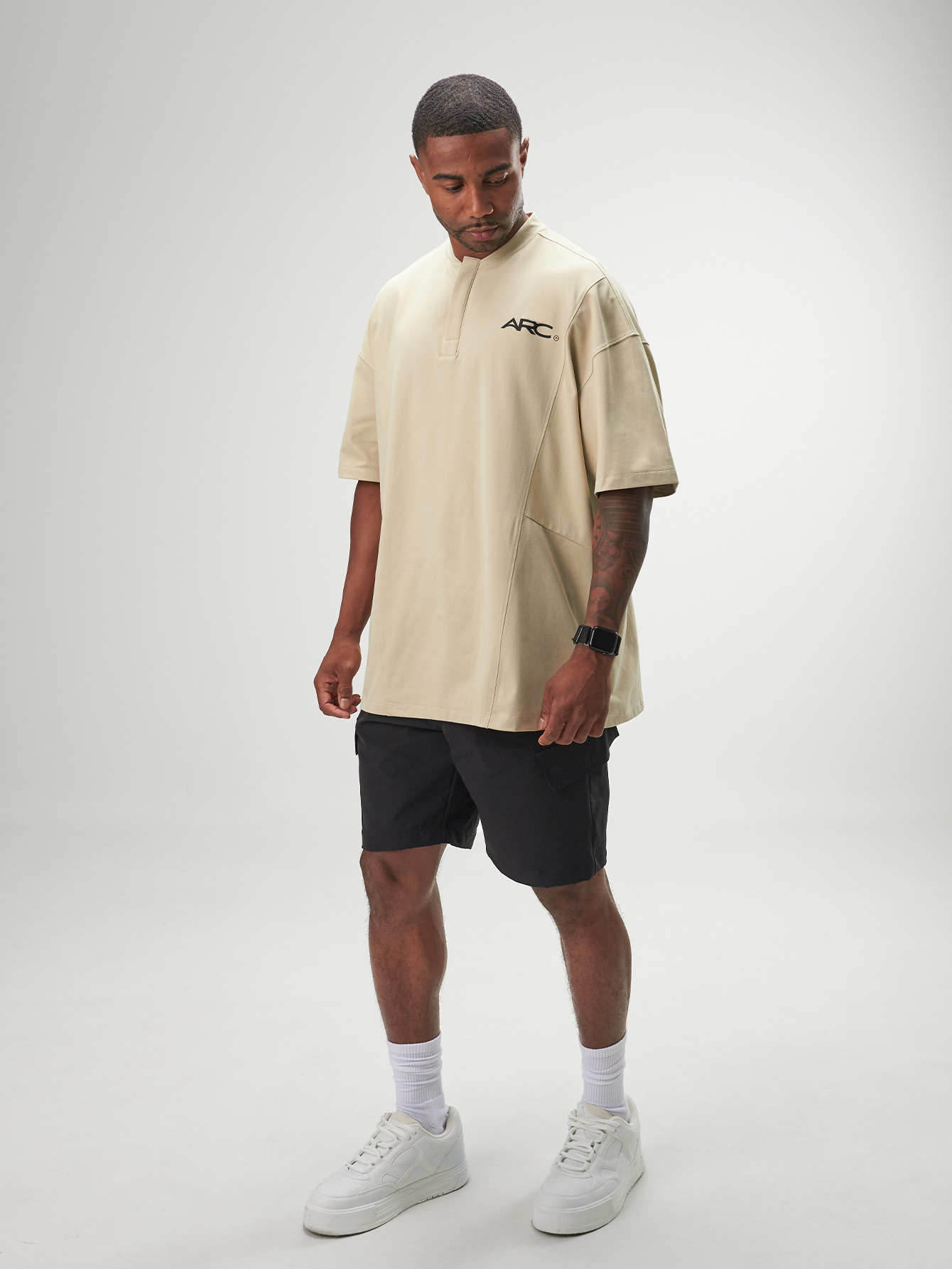 ARC Activewear Boxy Oversized Polo Shirt Performance Top Gym Workout