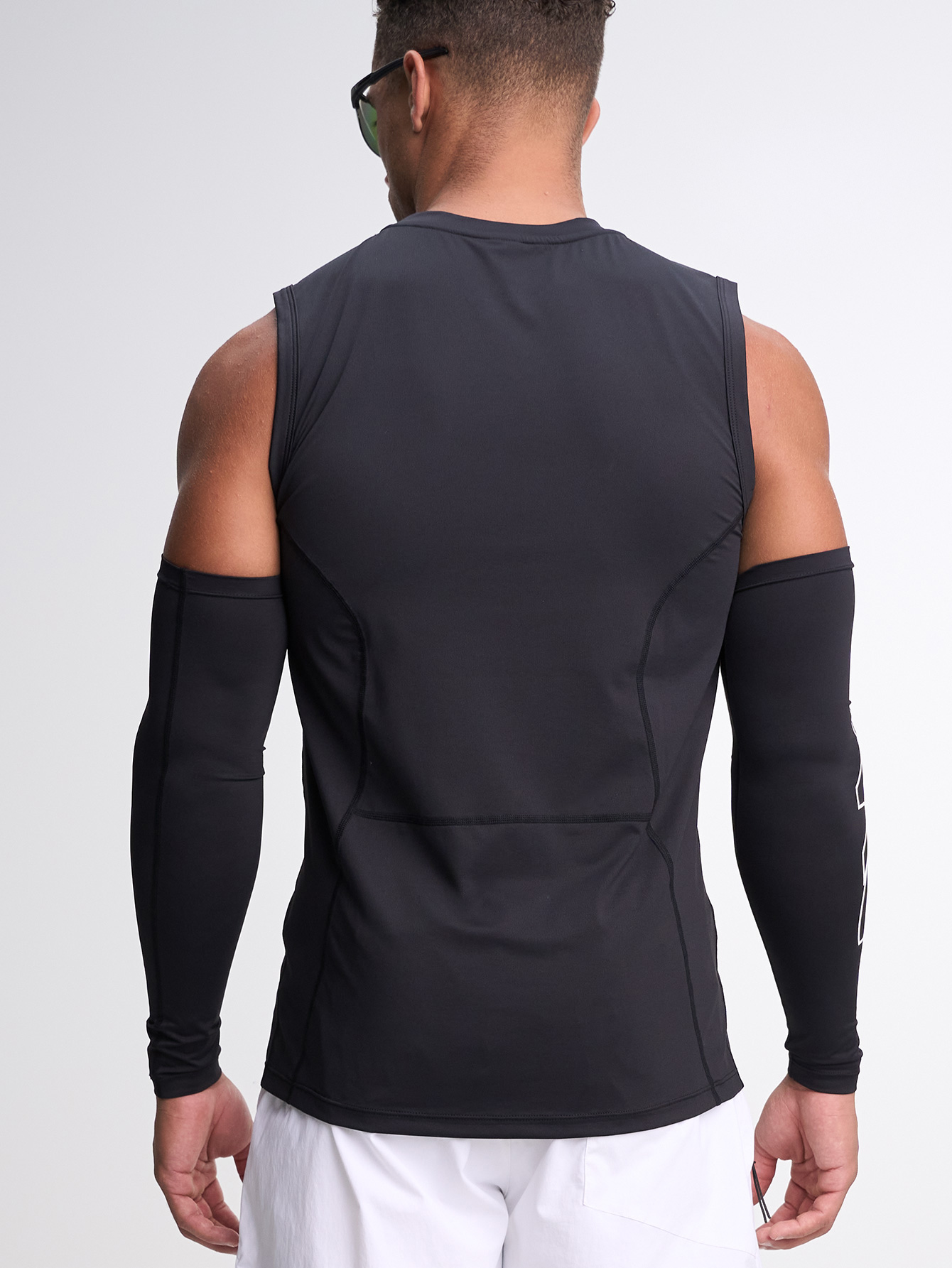 Men's Letter Print Round Neck Sports Tank Top With Arm Sleeves