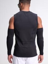 Men's Letter Print Round Neck Sports Tank Top With Arm Sleeves