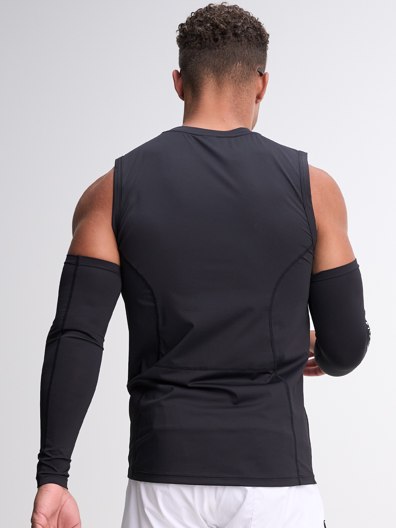 Men's Letter Print Round Neck Sports Tank Top With Arm Sleeves