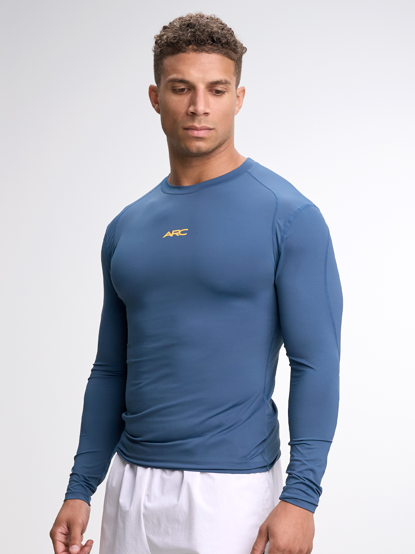 Men's Compression Tight Fitting Performnace Gym Stretchy Weightlifting Running Long Sleeve