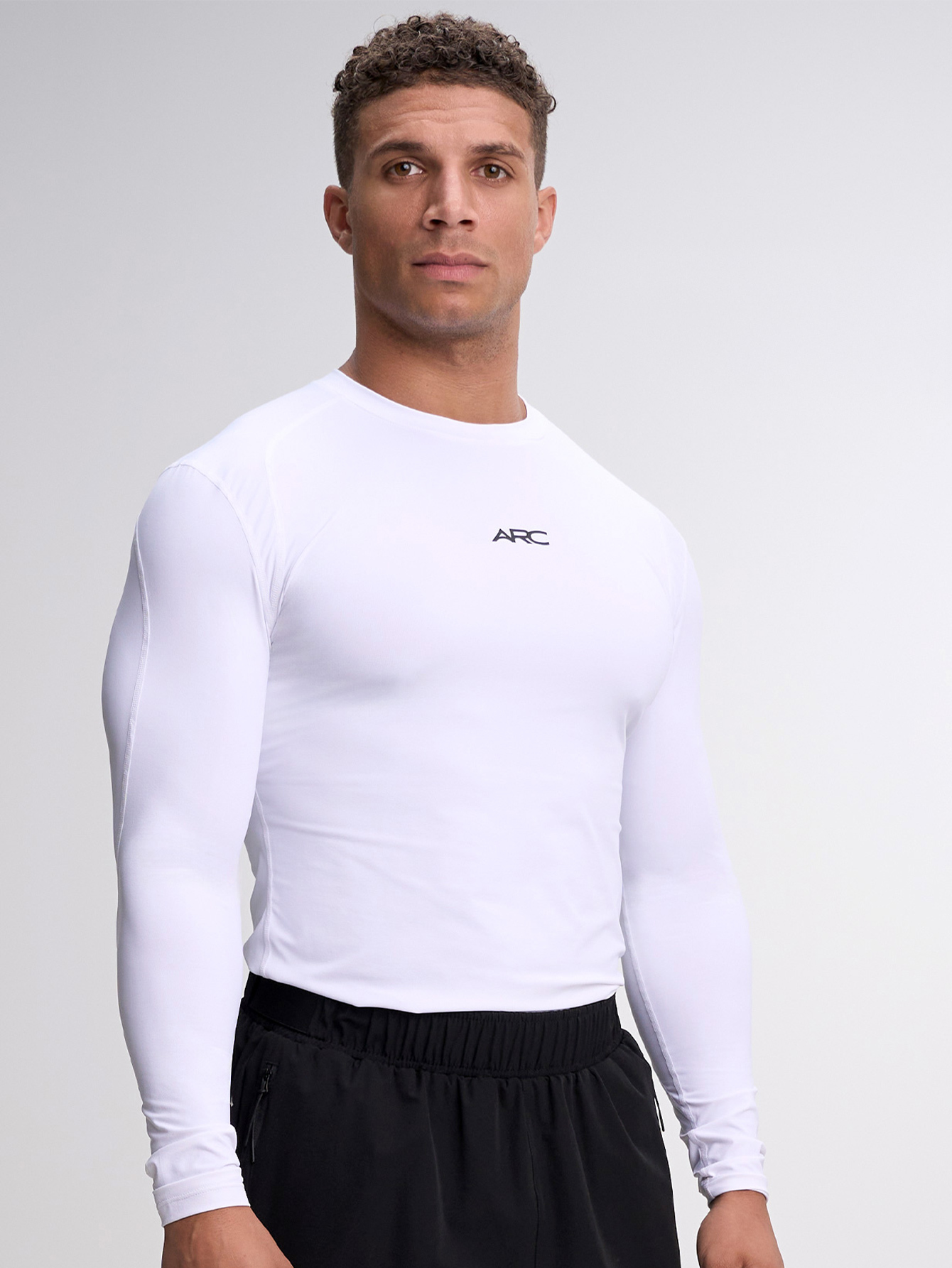 Men's Compression Tight Fitting Performnace Gym Stretchy Weightlifting Running Long Sleeve
